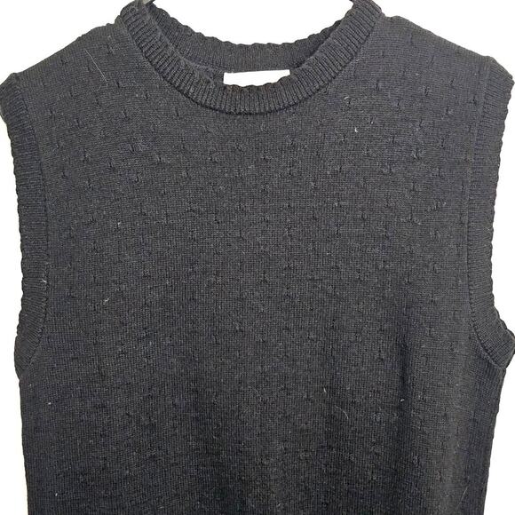 Pendleton Vintage 1970s Black‎ Scallop Sleeveless Sweater Medium Preppy Classic - Picture 4 of 10